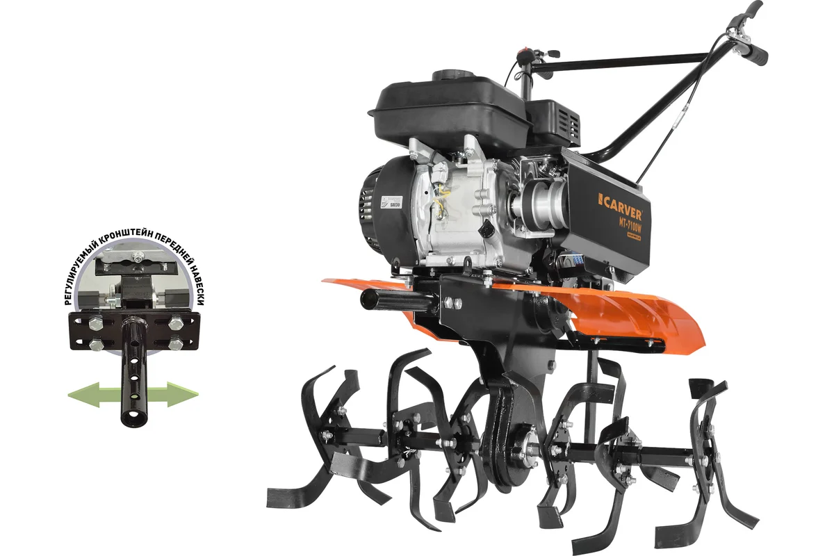 Мотоблок CARVER МТ-7100W РОССИЯ (7л.с., скорости 3/1, колеса ЭКСТИМ) РОССИИЯ — изображение 6