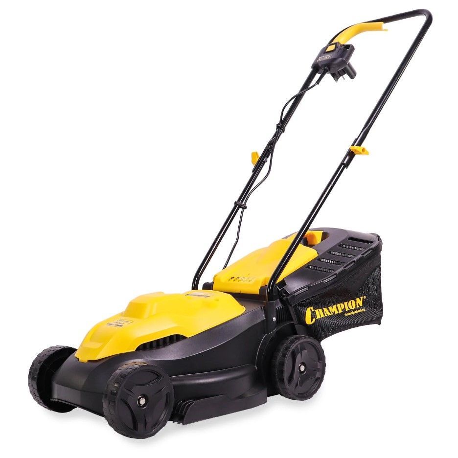 Газонокосилка эл. CHAMPION EM3411 (1 кВт пласт+ткань 30л шир.320мм выс.25-65мм, 6,4кг)