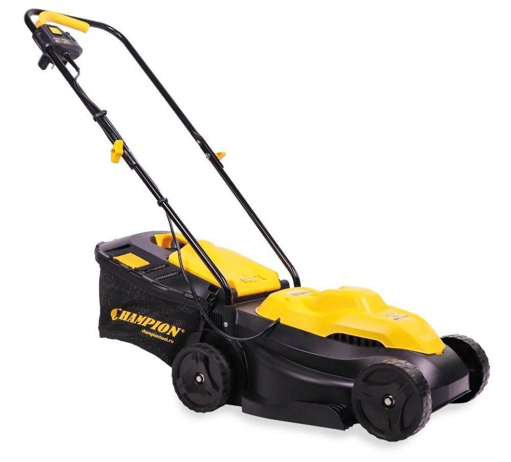 Газонокосилка эл. CHAMPION EM3411 (1 кВт пласт+ткань 30л шир.320мм выс.25-65мм, 6,4кг) — изображение 2