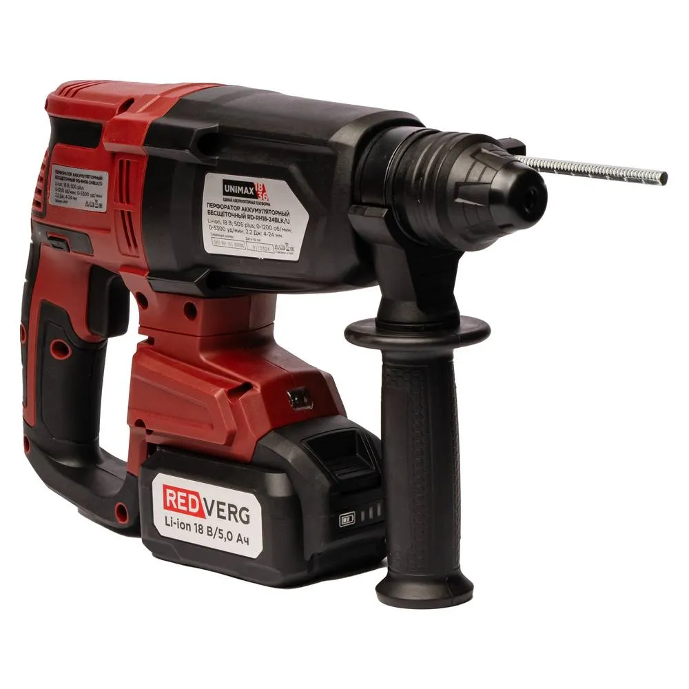 Перфоратор аккумуляторный бесщеточный REDVERG RD-RH18-24BLK/U (с АКБ 5Ач и ЗУ) — изображение 5
