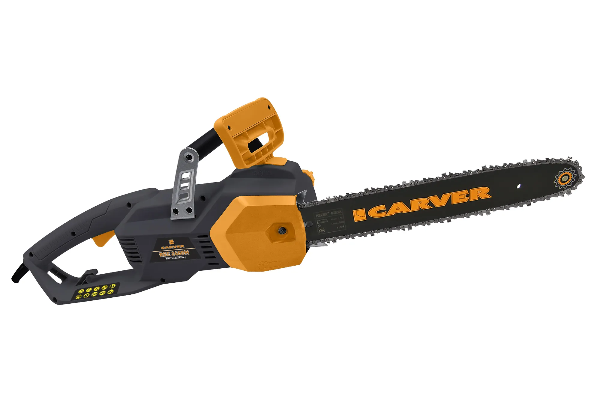 Электропила CARVER RSE-2400M (2,2 кВт, 3/8-1,3-57 звеньев, 40 см/16") продольный двигатель
