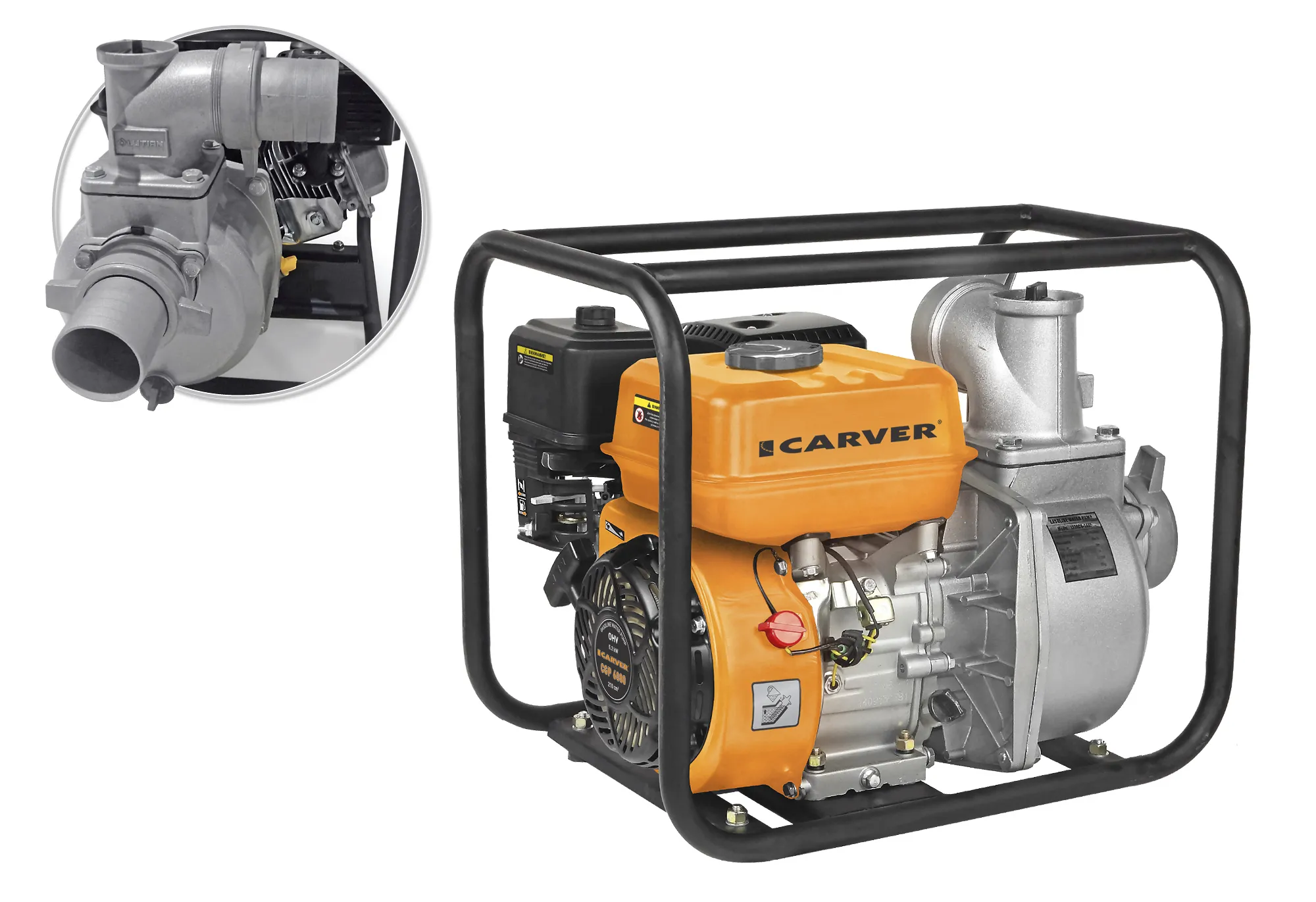 Мотопомпа Carver CGP 6080 (4Т, 7,0 л.с./5,2 кВт, вх/вых.- 3"/80 мм) 01.022.00006