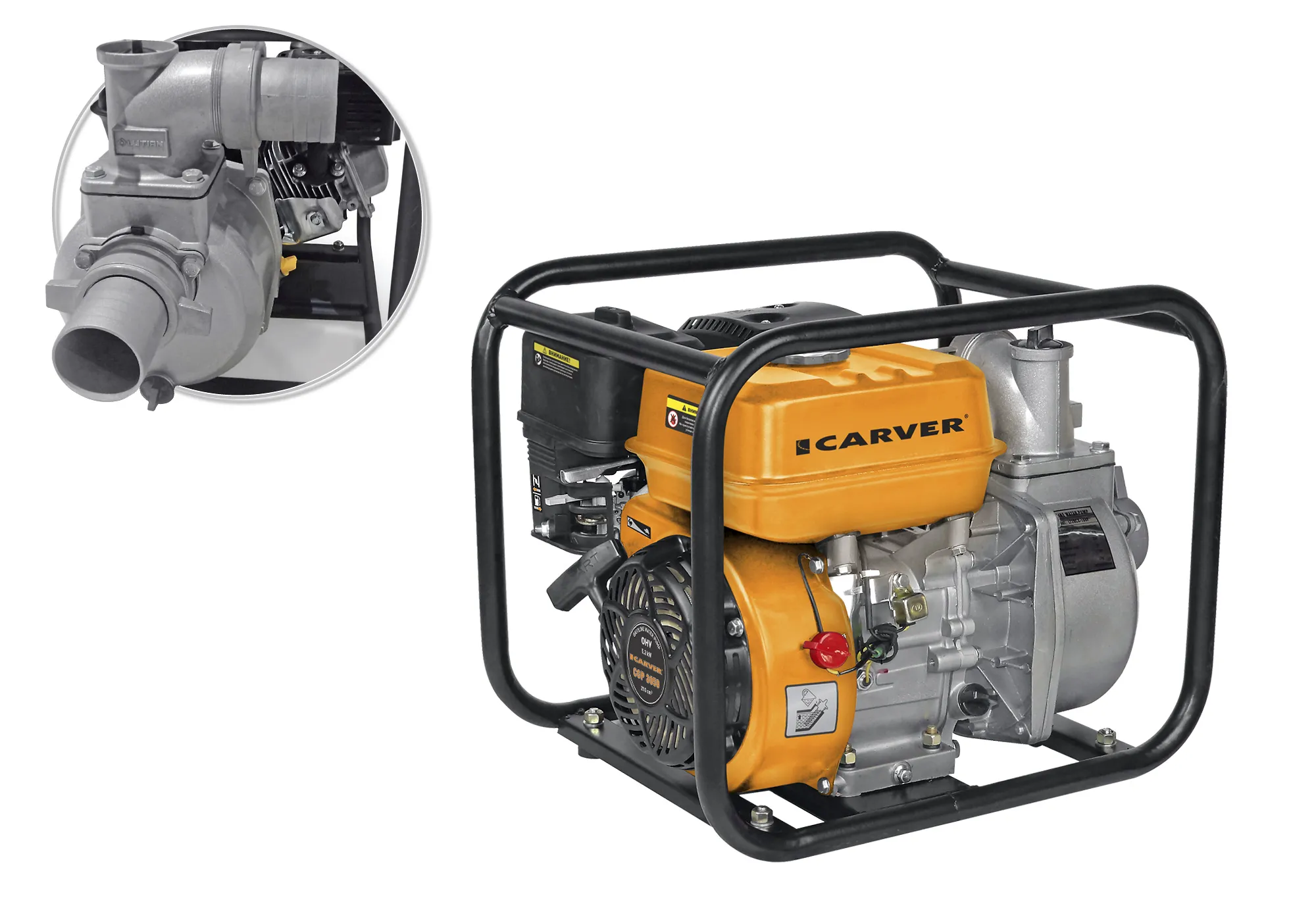Мотопомпа Carver CGP 3050 (4Т, 7,0 л.с./5,2 кВт, вх/вых.- 2"/50 мм) 01.022.00003