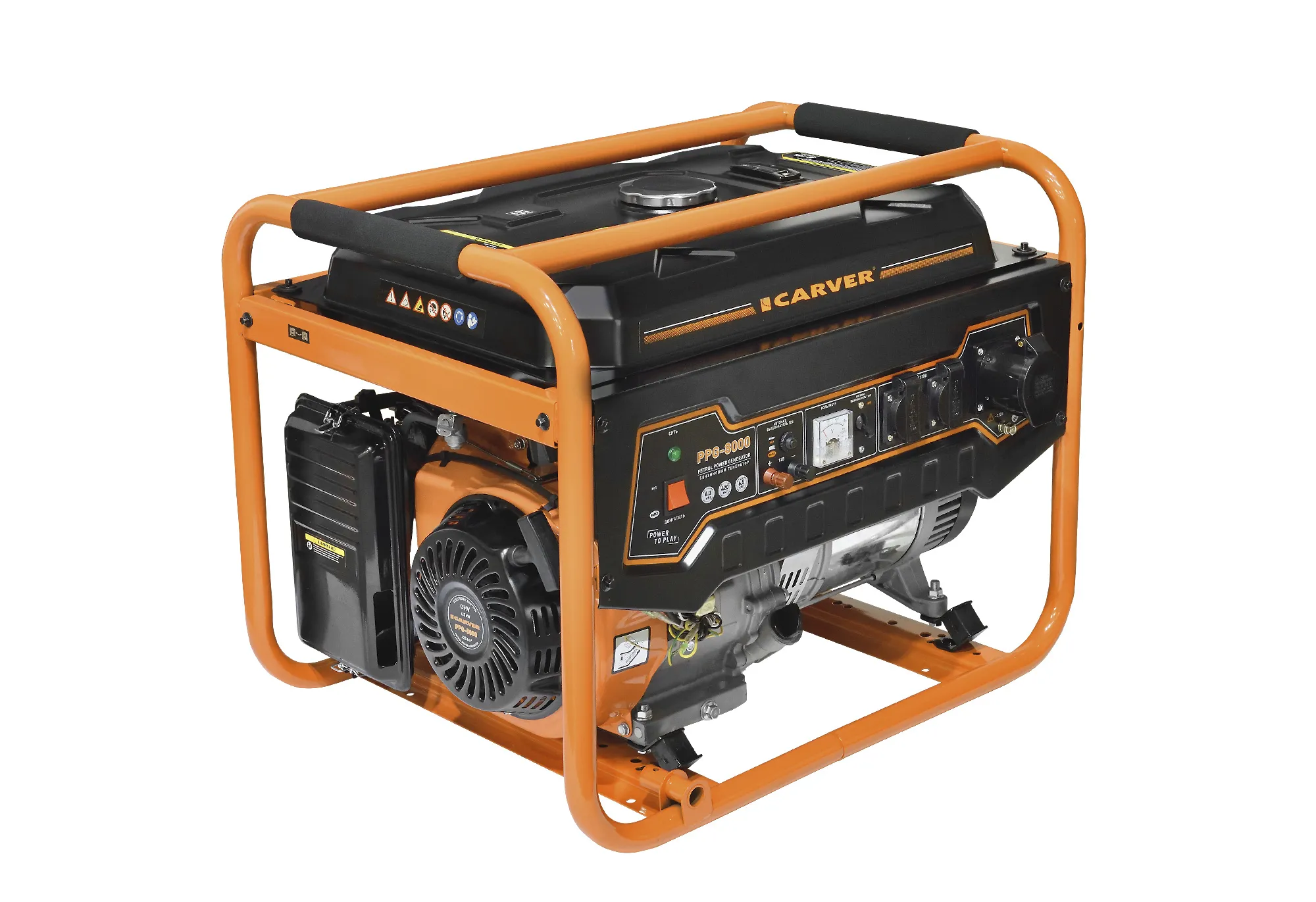Генератор бензиновый CARVER PPG- 8000 (LT-190F, 6,0/6,5кВт, 220В,бак 25л, обмотка медь) 01.020.00020