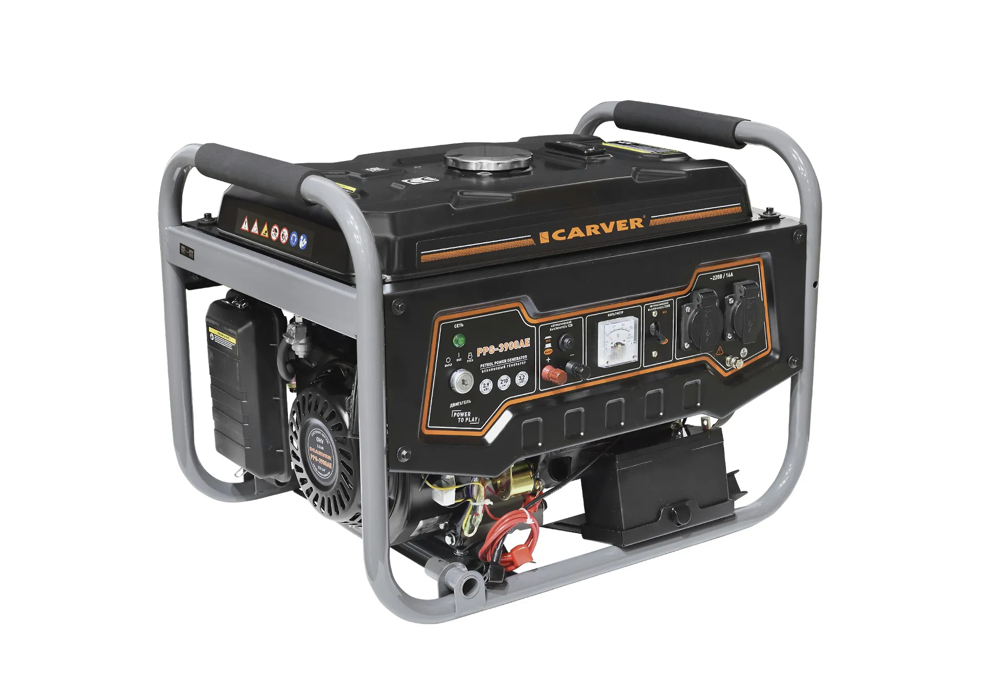 Генератор бензиновый CARVER PPG- 3900АE (LT-170F, 2,9/3,2кВт, 220В, бак 15л, электрический стартер)