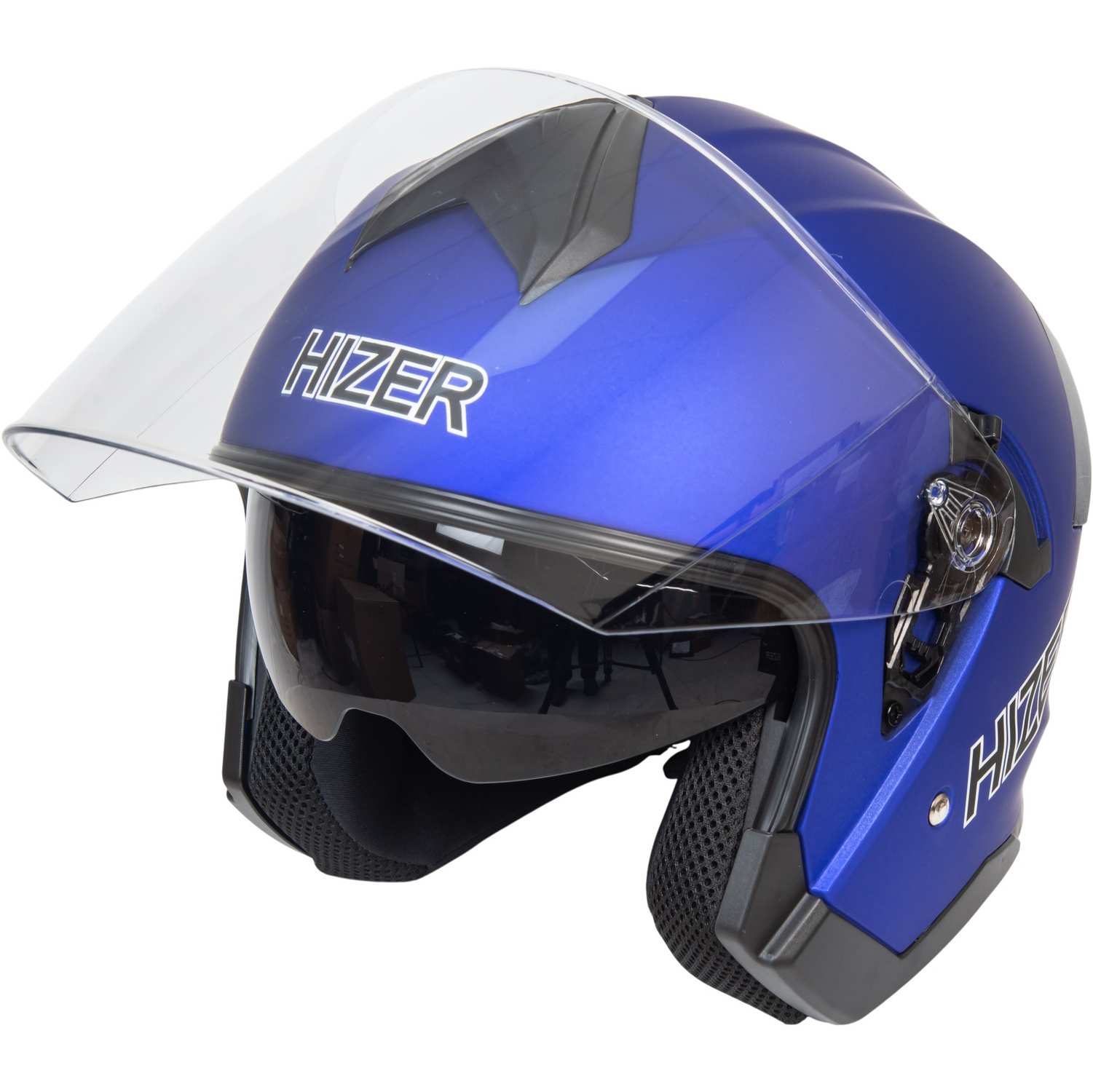 Шлем мото открытый HIZER J232 #2 (XL) matte blue (2 визора) 23581