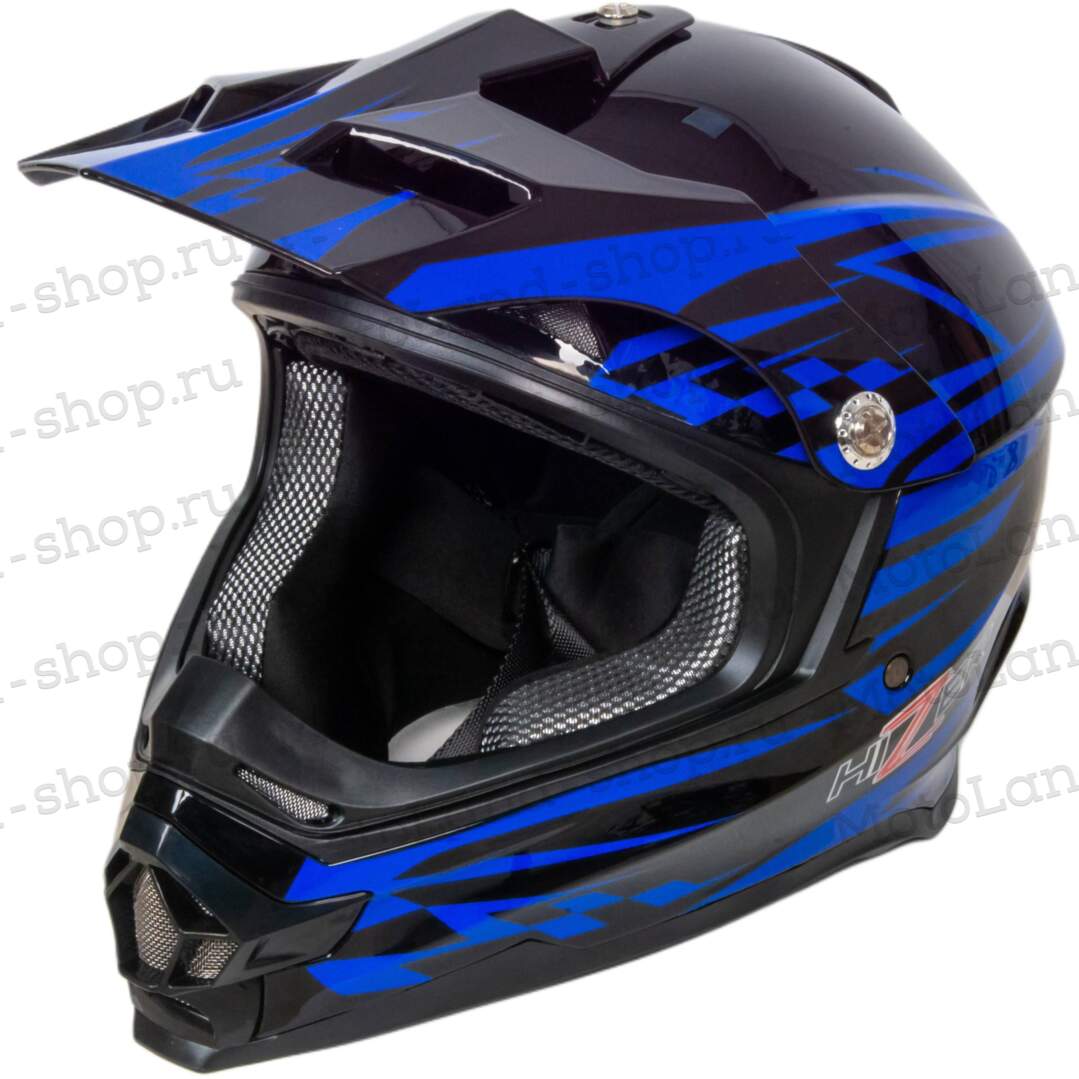 Шлем мото кроссовый HIZER B6196 #2 (XL) black/blue 11478