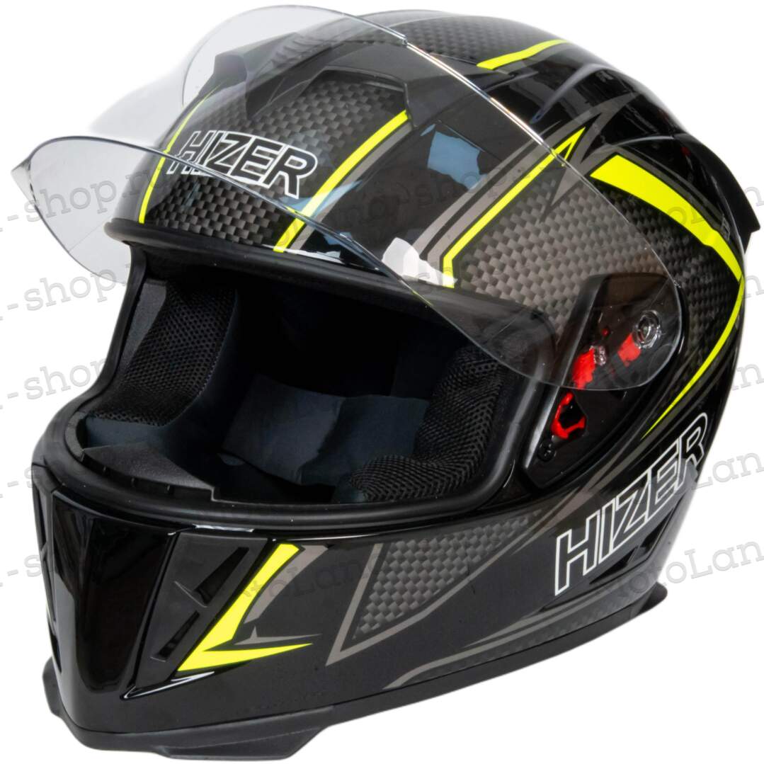 Шлем мото интеграл HIZER J5311 #1 (L) black/lemon 13512