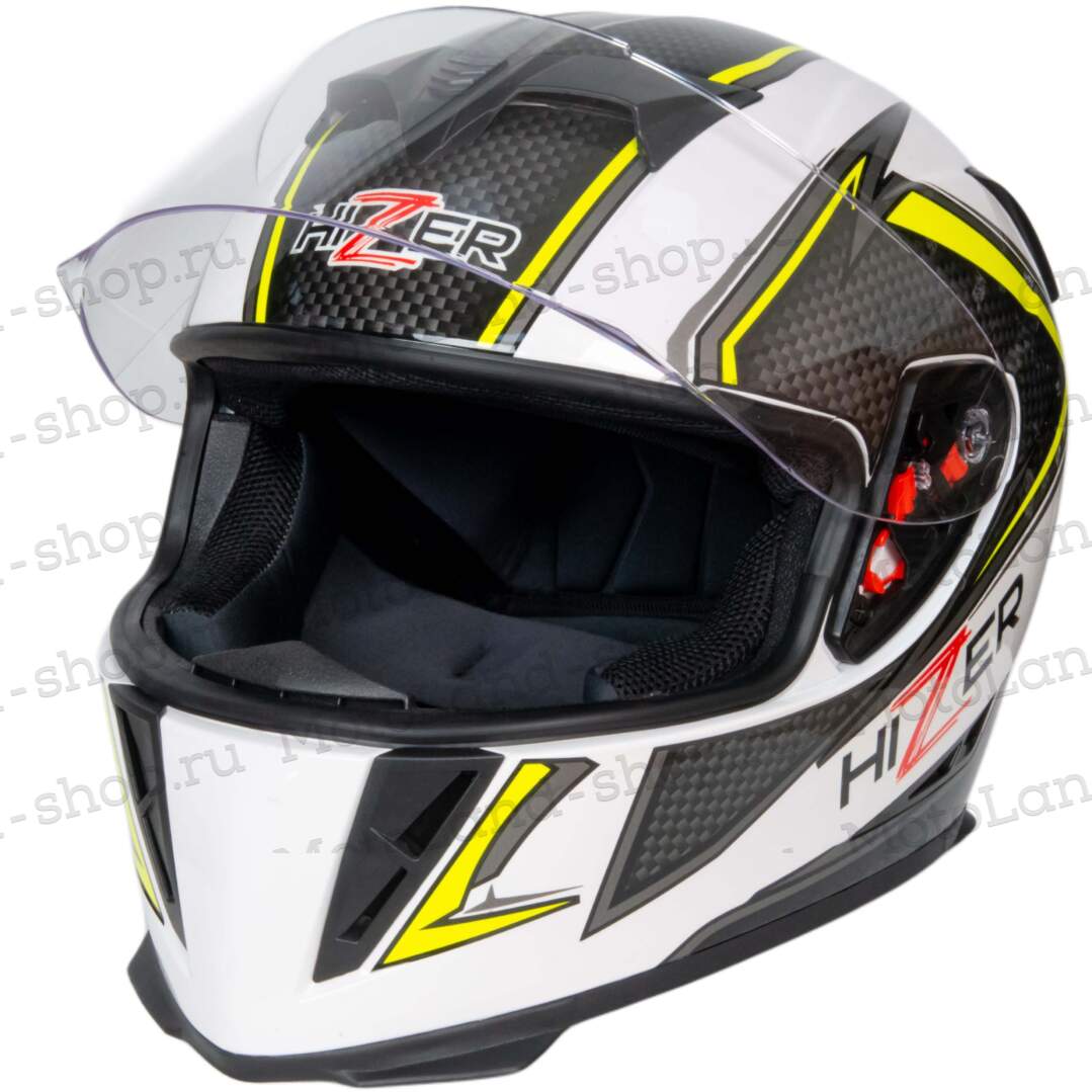 Шлем мото интеграл HIZER J5311 #2 (XL)  white/lemon 13517