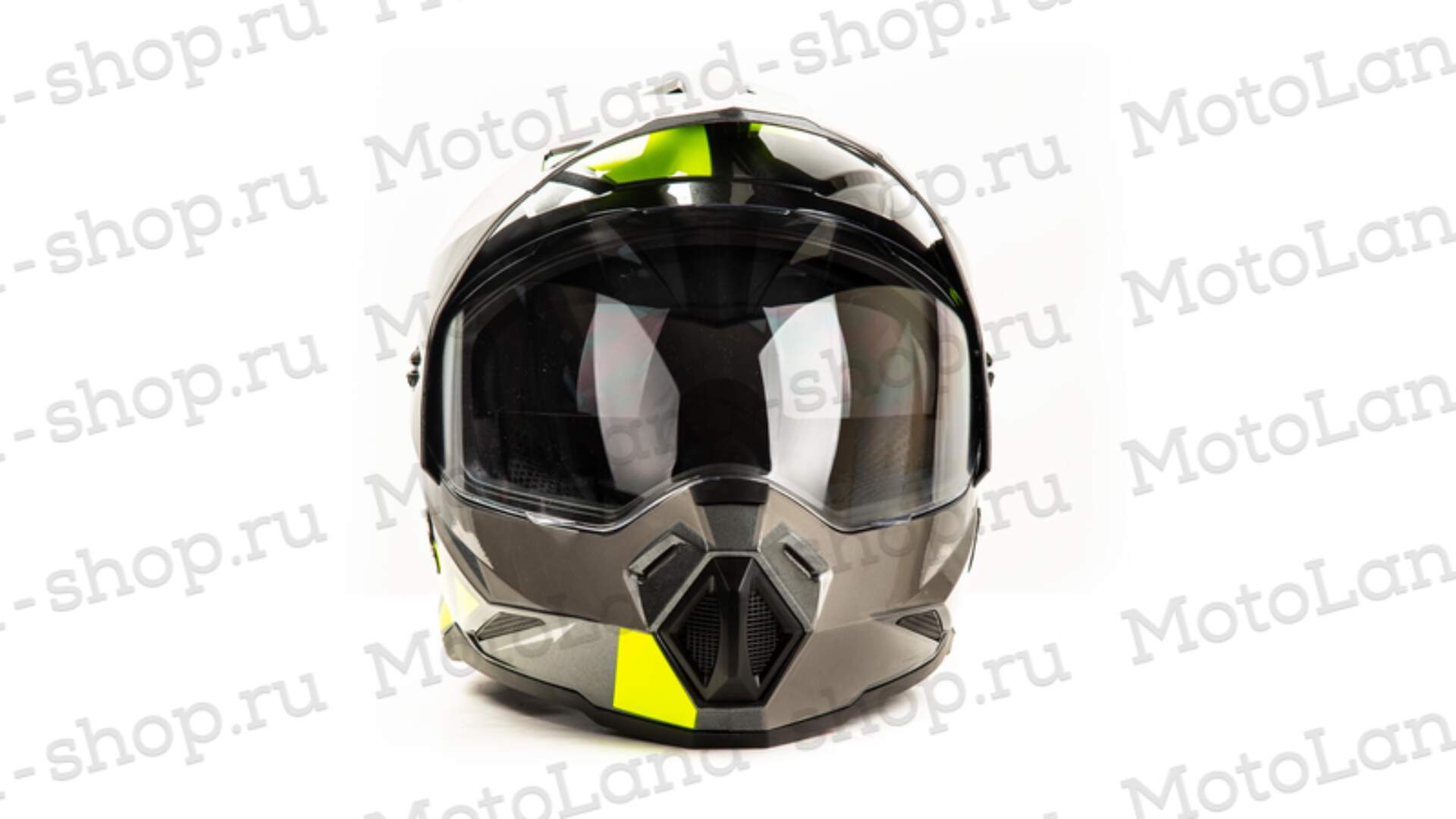 Шлем мото мотард HIZER J6802 #1 (XL) gray/lemon (2 визора) 13540