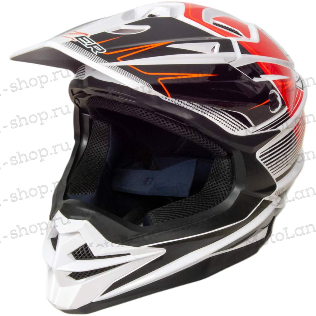 Шлем мото кроссовый HIZER J6803 №1 (S) WHITE/ORANGE 14662