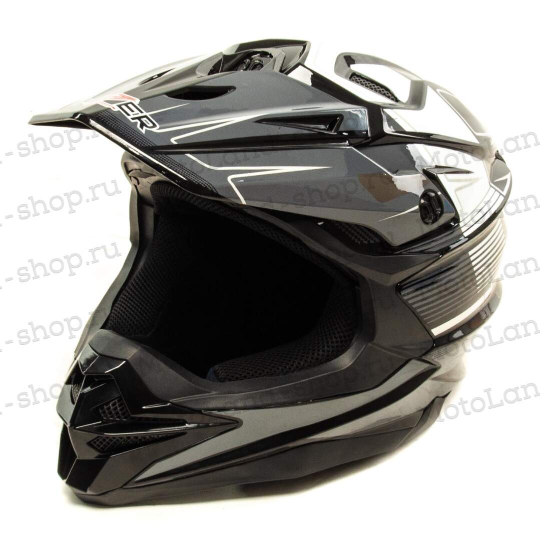 Шлем мото кроссовый HIZER J6803 №2 (S) BLACK/GREY 14671