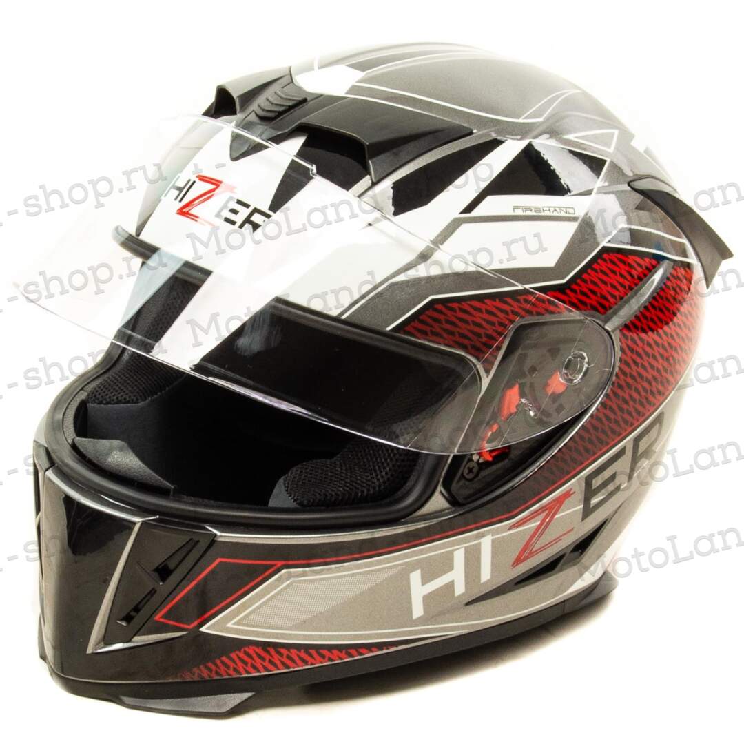 Шлем мото интеграл HIZER J5311 #3 (L)  gray/white 14704