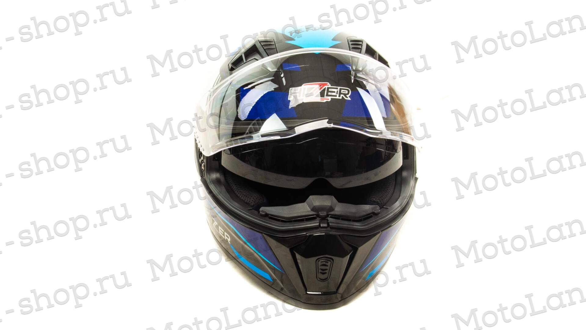 Шлем мото интеграл HIZER J5320 #1 (XL)  black/blue (2 визора) 14715
