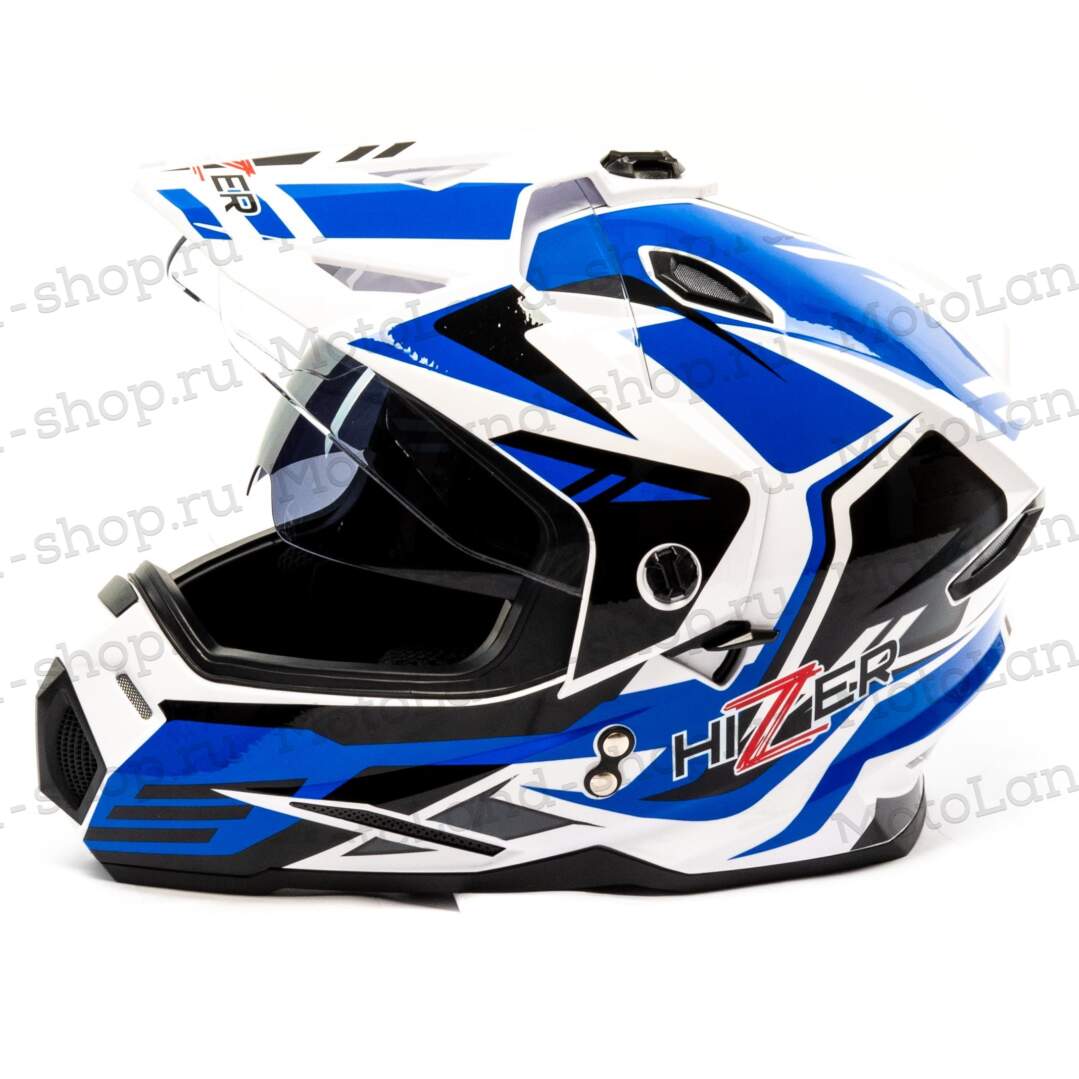 Шлем мото мотард HIZER J6802 #6 (S) white/blue (2 визора) 14741