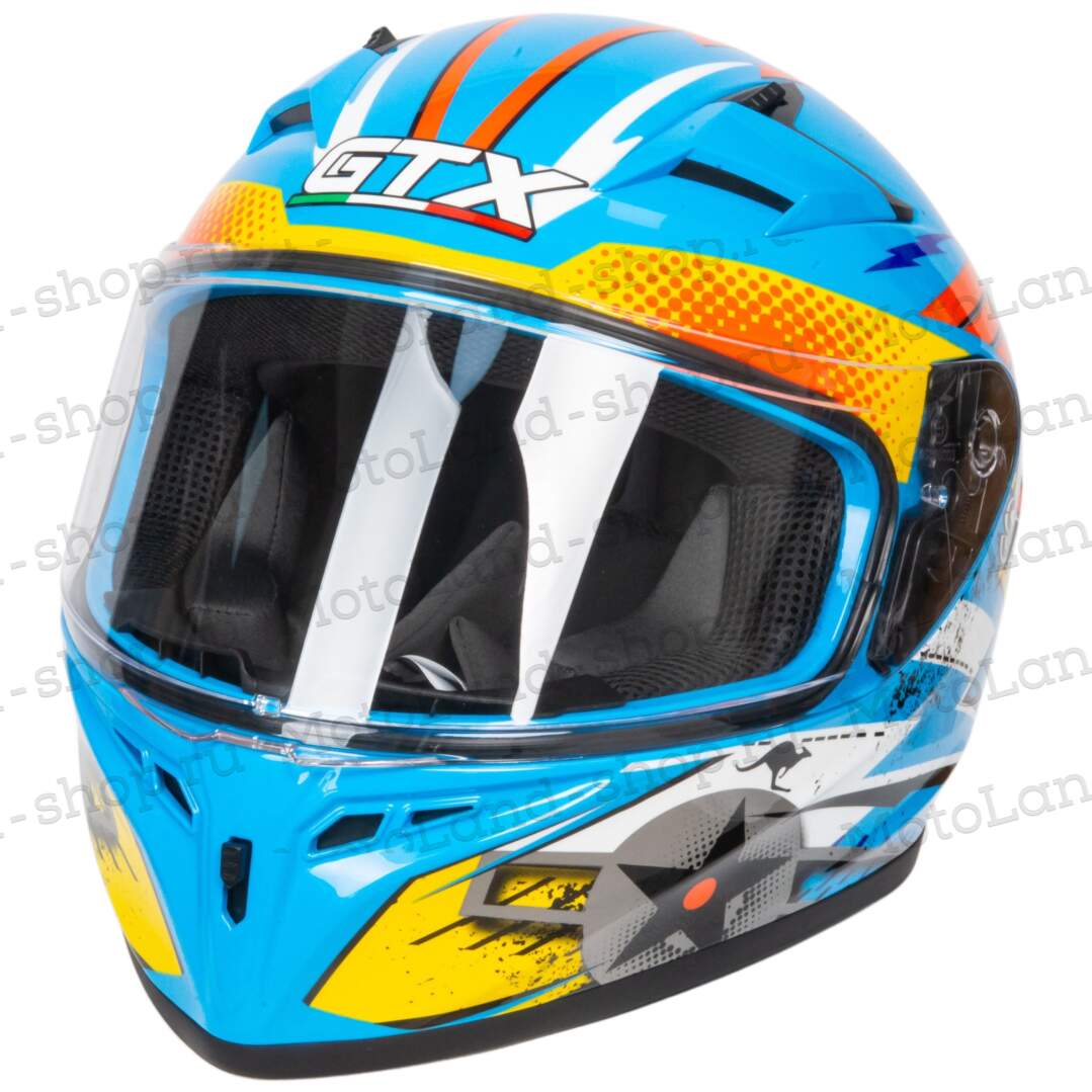 Шлем мото интеграл GTX 578S #2 (M) BLUE / ORANGE YELLOW подростковый 15558
