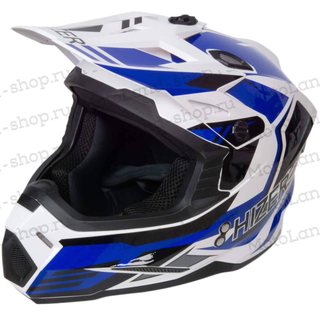 Шлем мото кроссовый HIZER J6801 №6 (S) white/blue 17225
