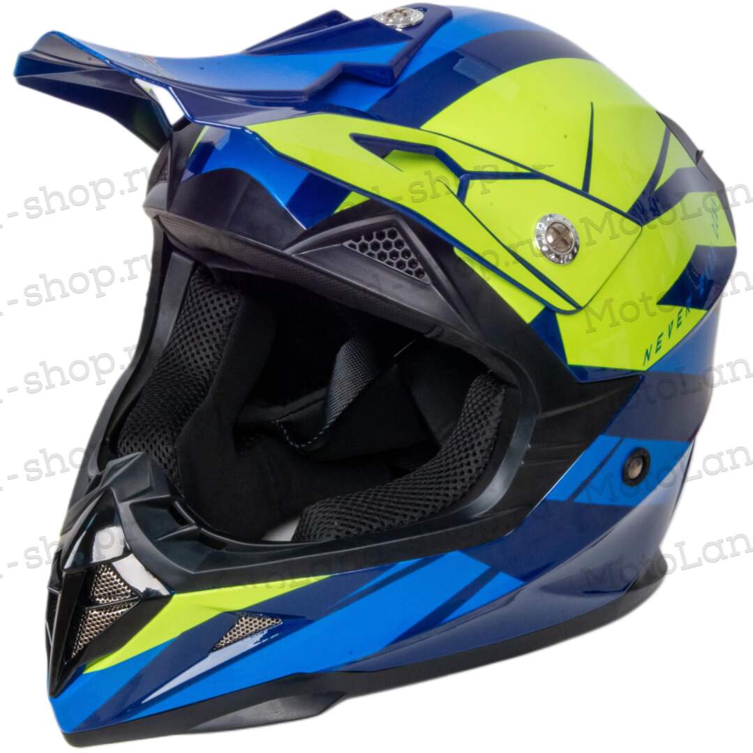 Шлем мото кроссовый HIZER 915 #6 (XL) havy/neon/yellow/blue 17739