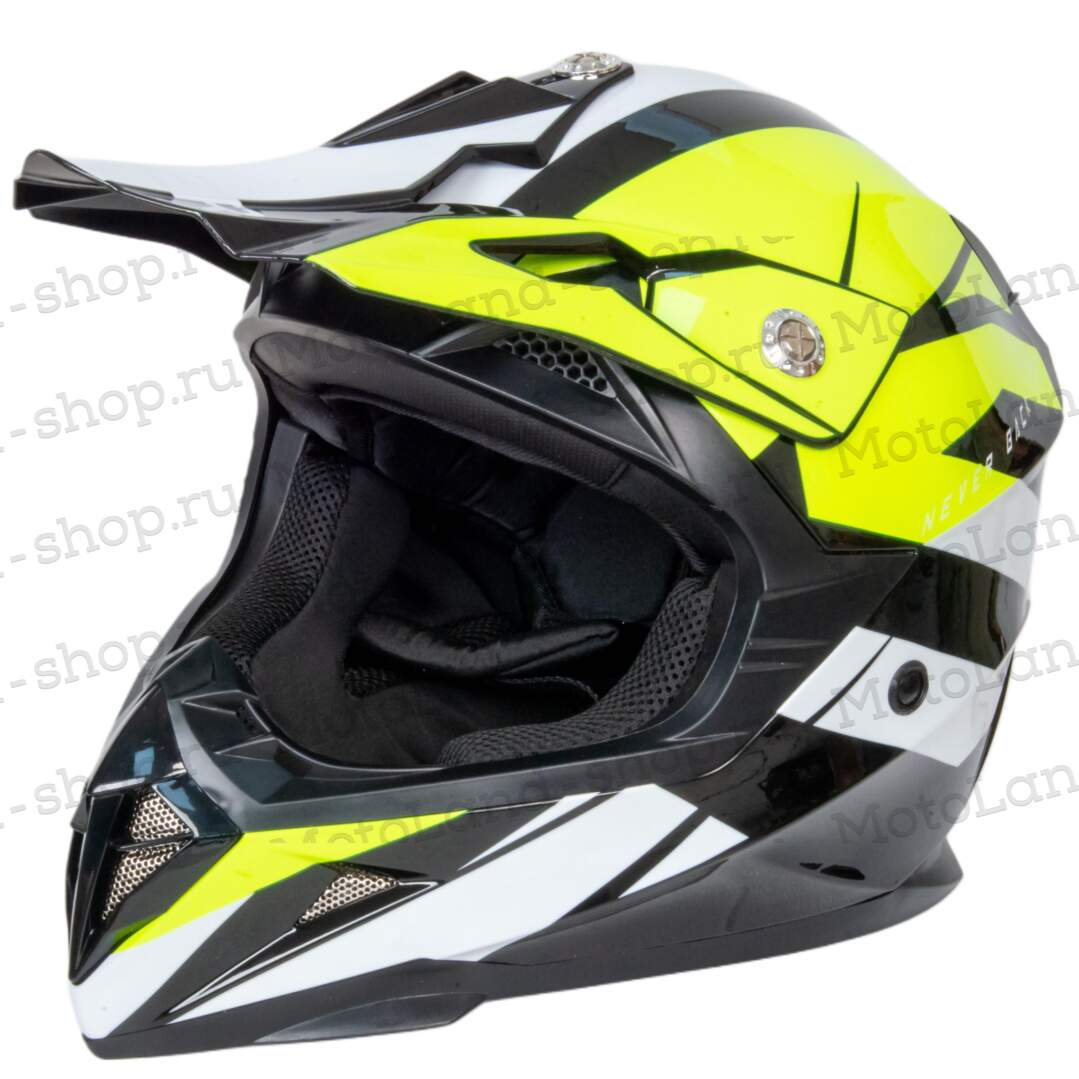 Шлем мото кроссовый HIZER 915 #7 (XL) neon/yellow/white 17743
